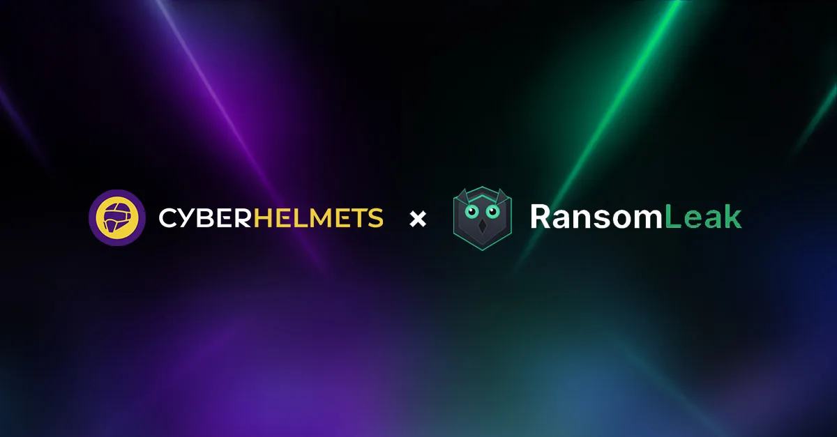 Cyber Helmets and RansomLeak partnership announcement with both company logos