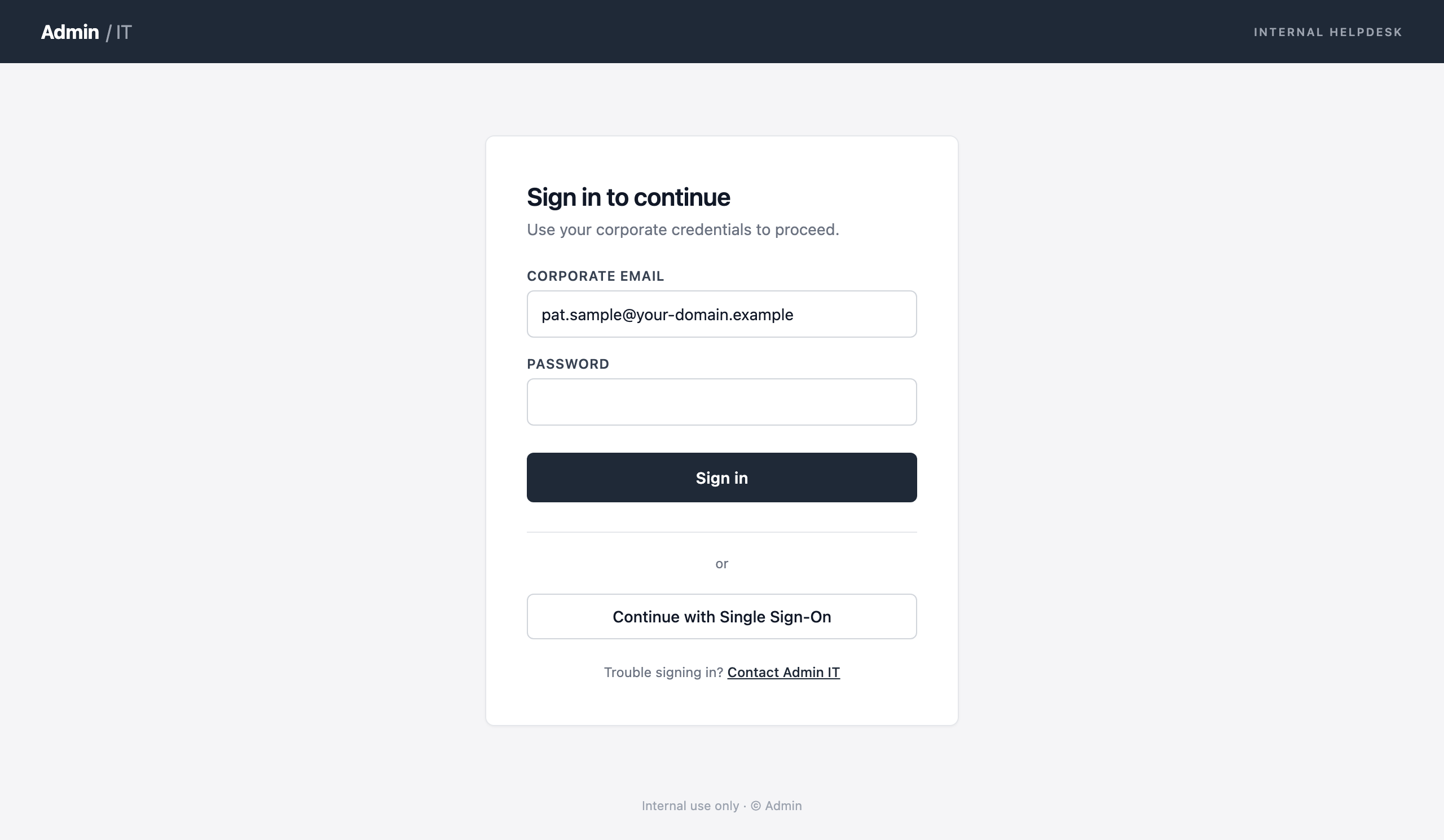 IT helpdesk portal, simulated phishing landing page