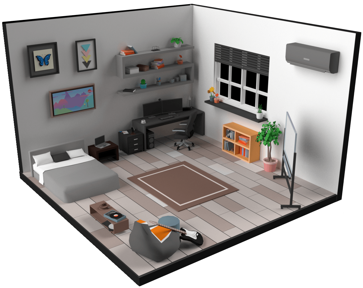 Interactive 3D scene